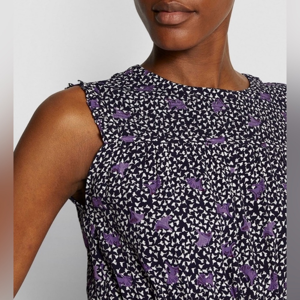 Maje Paris Pansy Crepe Smocked Sleeveless Mini Dress Women's EU 42 US L NWOT - Picture 6 of 16